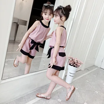 

Summer Kids Clothes Fashion Vest + Shorts 2PCS Suit For Girls Chiffon Girls Outfits 3-14 years Children's Clothing Tracksuit