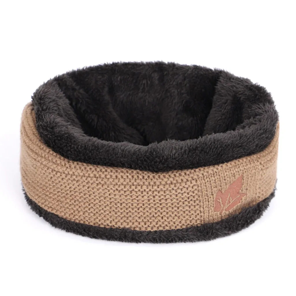 Зимний теплый мужской женский Skullies Beanie+ мягкий шарф, комплект из двух предметов, толстая флисовая подкладка, вязаная однотонная шапка, шарф, набор для улицы z1212