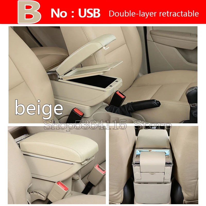 B beige Автомобильный ящик для хранения подлокотников для Toyota Yaris Vitz 2006-2011 хэтчбек центральная консоль коробка для хранения поворотный подлокотник USB зарядка - Название цвета: B beige