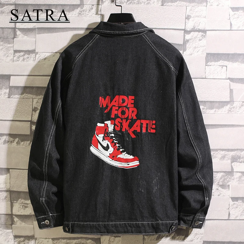 

SATRA 2021 Spring New Arrival Classic Cowboy Ripped Jeans Jacket Men, Men's Fashion Trend Casua Loose Denim Jacket coat