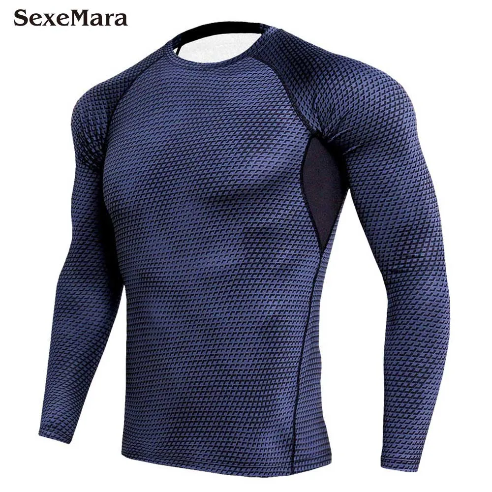 T-shirt Новейшая модель; Для мужчин сжатия бег трусцой Спортивная длинная футболка/Леггинсы для женщин тренажерный зал Фитнес Бодибилдинг облегающие эластичные одежда 2 шт./компл - Цвет: T-shirt