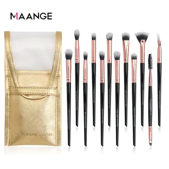 

MAANGE 12 Pcs Makeup Brush Set with Bag Eyeshadow Eyebrow Brush PU Leather Travel Storage Holder Cosmetic Case Make Up Tool Hot