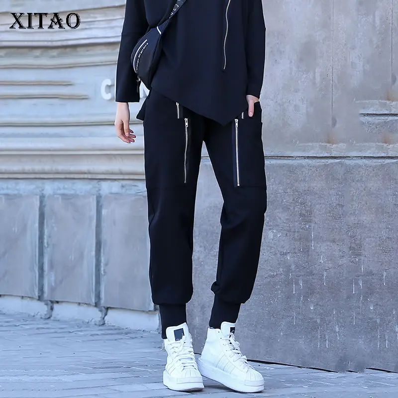 

XITAO Beam Foot Slim High Waist Harem Pants Women Fashion Match All Pocket Hip Hop Casual Full Pants Autumn New Korean ZLL2766