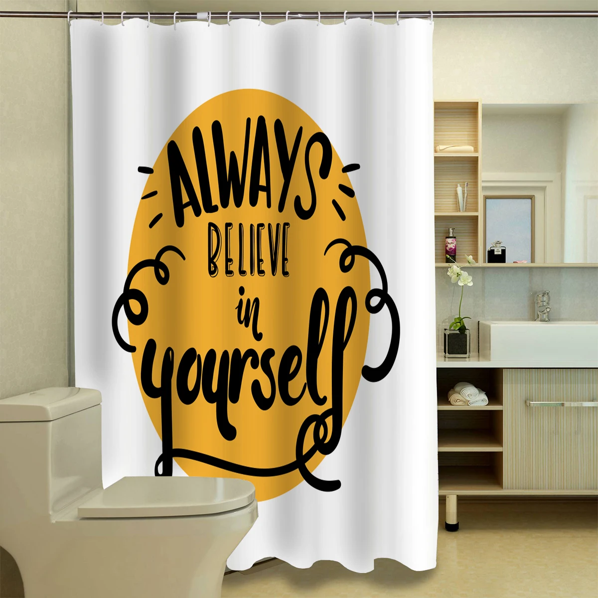 Always Believe In Yourself Shower Curtain Inspirational Quotes Bathroom Curtain Waterproof Washable Bath Curtain Customized