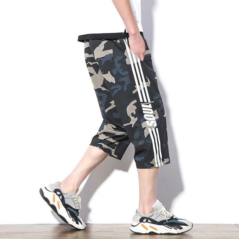 

2019 Summer New Style Japanese-style White Wall Large Size Elasticity Printed Casual Capri Pants M-5x HK1