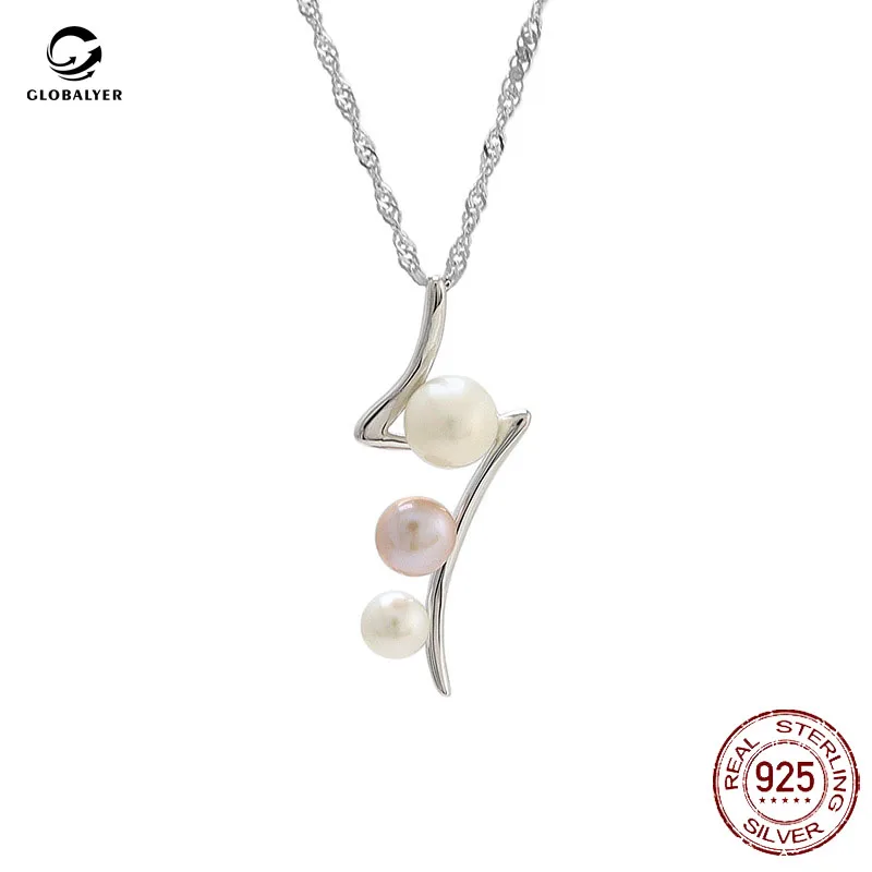 

S925 sterling silver pendant Female explosive style silver jewelry Fashion clavicle necklace Female pearl accessories 636