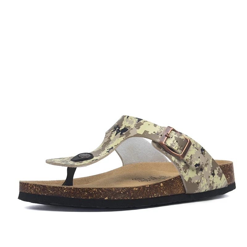 camo Летние мужские пробковые Шлепанцы из искусственной кожи; мужские сандалии; модные вьетнамки для мужчин; Туфли Сабо; тапочки - Цвет: camo