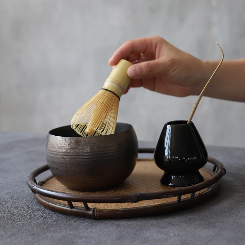 LUWU traditional matcha sets natural bamboo matcha whisk ceremic bowl with chasen holder