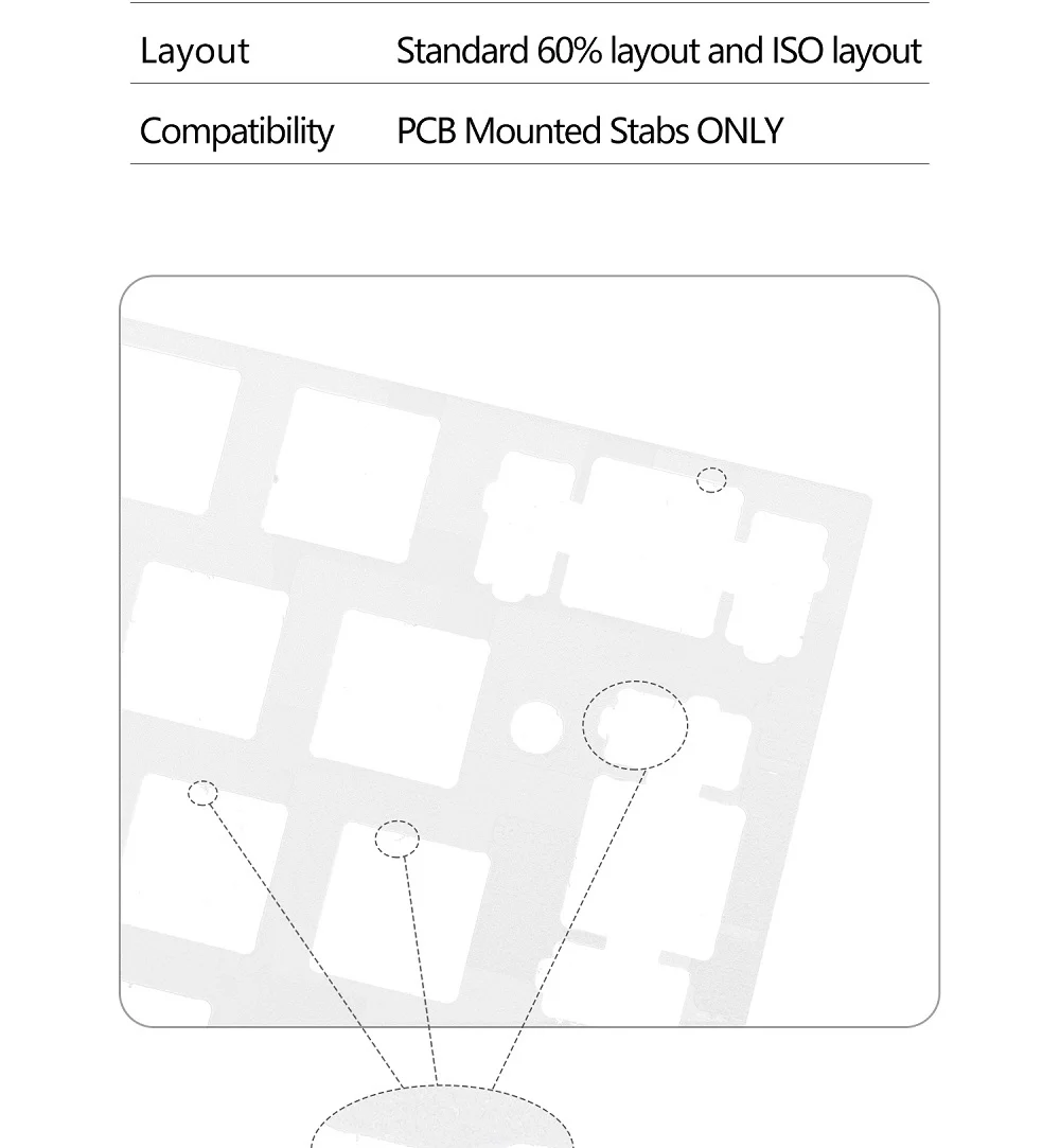 60% PC Plastic Mechanical Keyboard Plate 1,5mm thickness support xd60 xd64 gh60 BM60 ISO with arrow key Transparent Clear color best mechanical keyboard for office