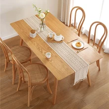 

Hollow Crochet Lace Table Runner Cotton Tablecloth with Tassel For Wedding Decor TV Shoe Cabinet Coffee Shop Decor Table Cover