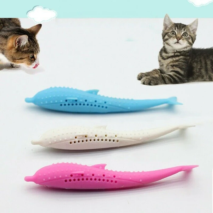 Силиконовые рыбы форма кошка зубная щетка Прорезыватель игрушка с Catnip игрушки для домашних животных дизайн