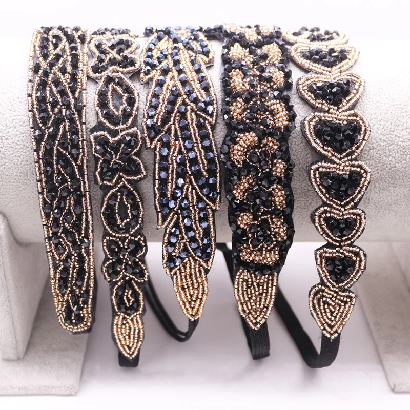 Ethnic Glass Beads Handmade Headband Pearl Rhinestone Customized Beaded Hairband For Women & Girls Hair Accessories