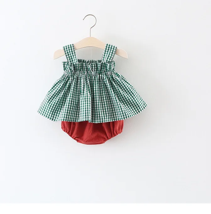 

2019 Summer Set New Style Girls INS Hot Selling Plaid Camisole Harem Pants Trend Two-Piece Set Batch