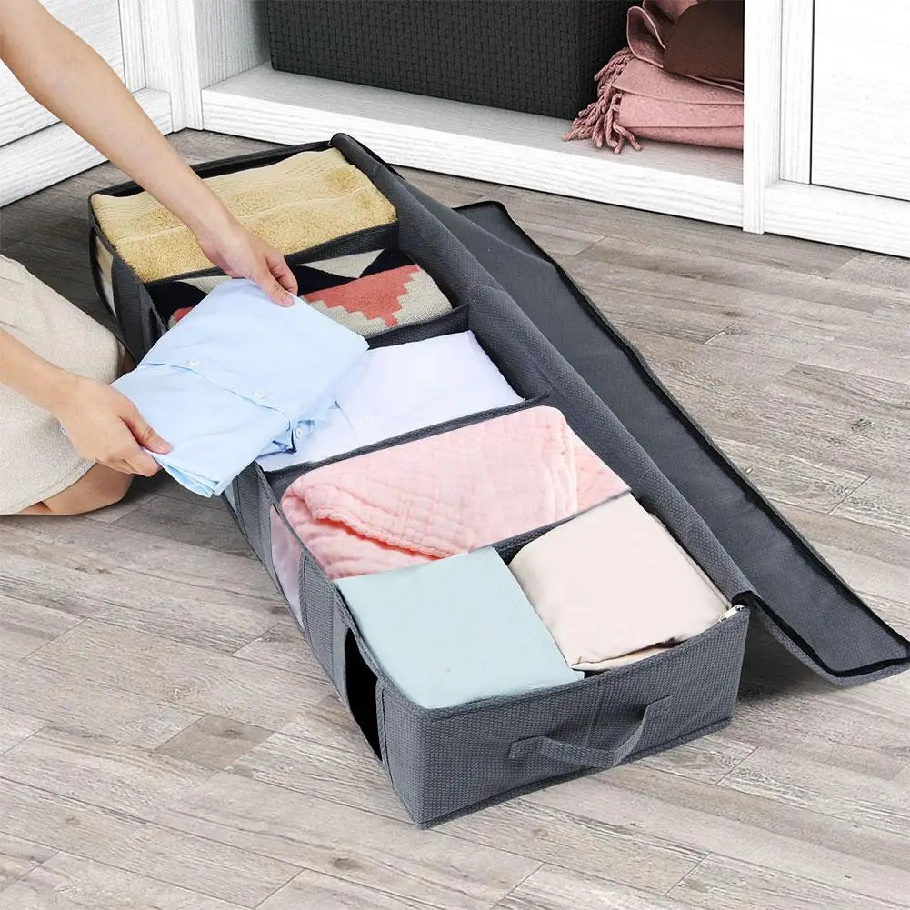 

5 Grid Home Foldable Under Bed With Handle Large Storage Bag Clothes Organizer Bag For Clothes Socks Underwear Shoes Closets