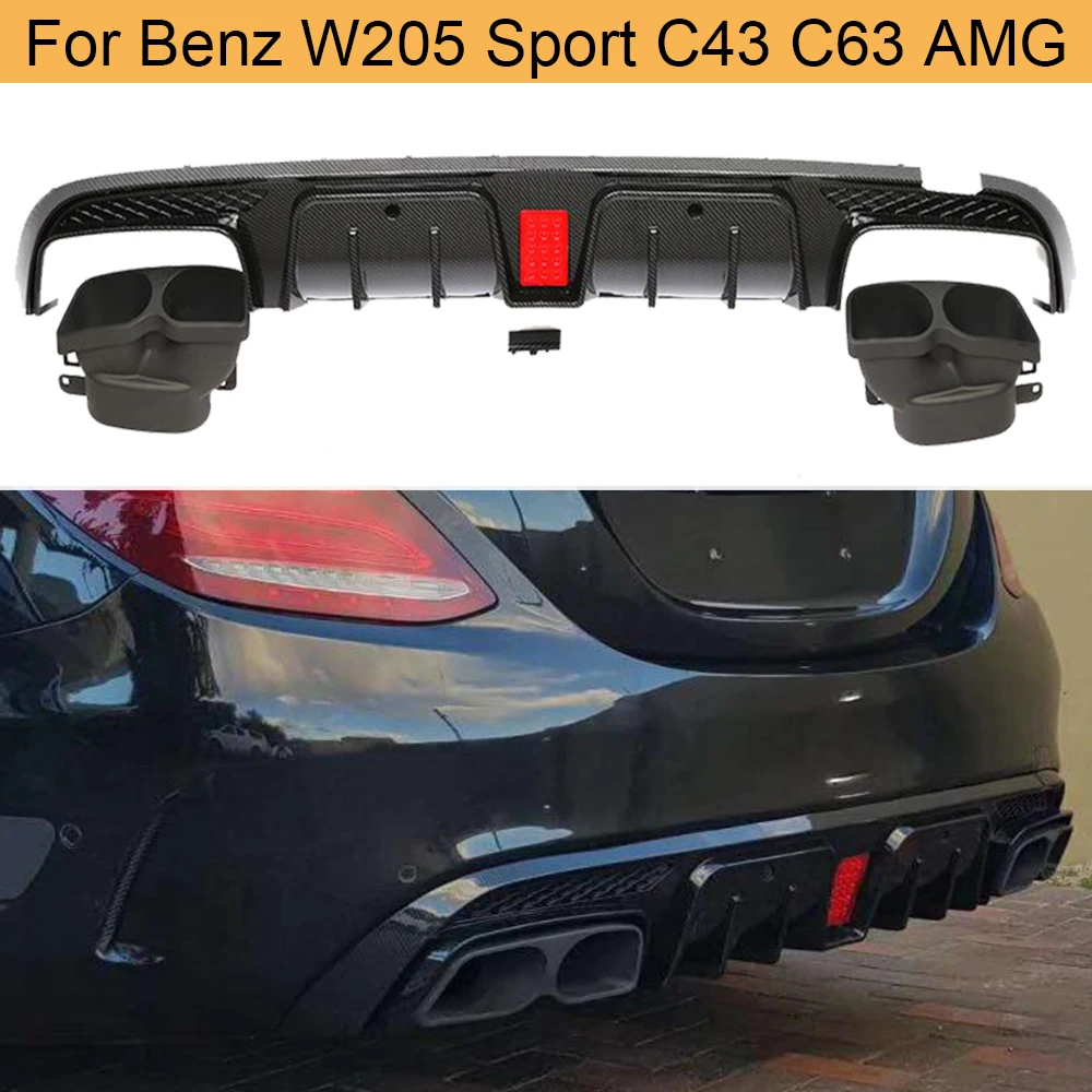 Губа заднего диффузора для Mercedes Benz C Class W205 C200 C300 C400 C43 C63 AMG 14 19 губа бампера с
