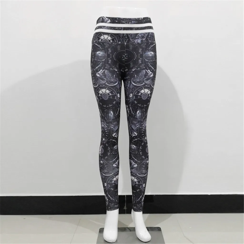 Ladies'printed Высокая талия бедра стрейч под брюки Беговые штаны для фитнеса или йоги