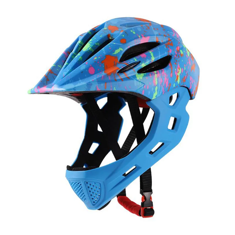 Светодиодный детский шлем для горного велосипеда, спортивный скоростной спуск, шлем Cascos Ciclismo, подходит для детей 3-10 лет - Цвет: colorful blue