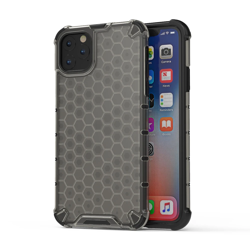 Черный 10 шт./партия противоударный бронированный чехол для iphone 11 Pro Max, Гибридный Силиконовый твёрдый PC Прозрачный чехол для iphone 11 Coque Funda - Цвет: Черный