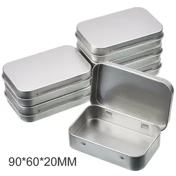 

5pcs Hinged Tins Boxes Small Rectangular Empty Metal Tins Hinged Jewellery Coins Box Kit Container