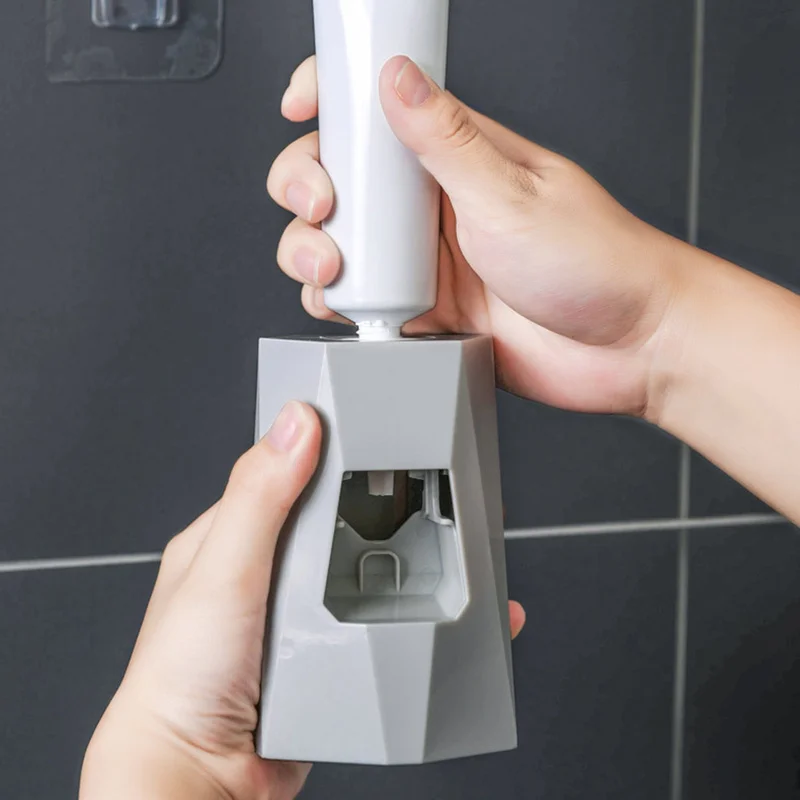 

New Automatic Toothpaste Dispenser Toothbrush Holder Wall Mounted Toothpaste Lazy Bathroom Accessories Dispenser Set Toothpaste
