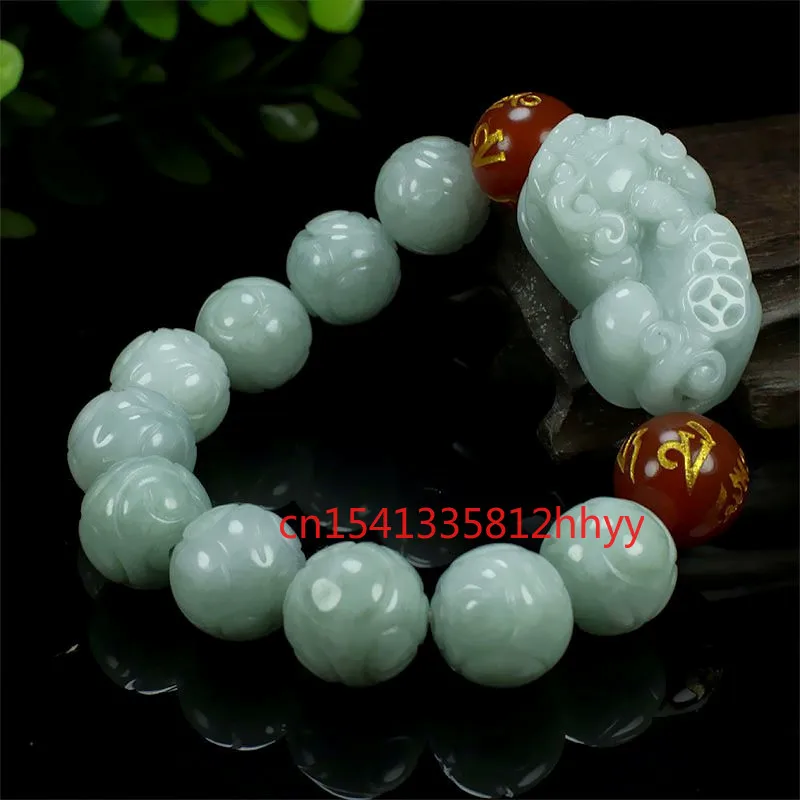 

Hot Selling Natural Jadeite Light Green Pixiu Bracelet Charm Jewellery Hand-Carved Bracelet for Women Men Fashion Accessories