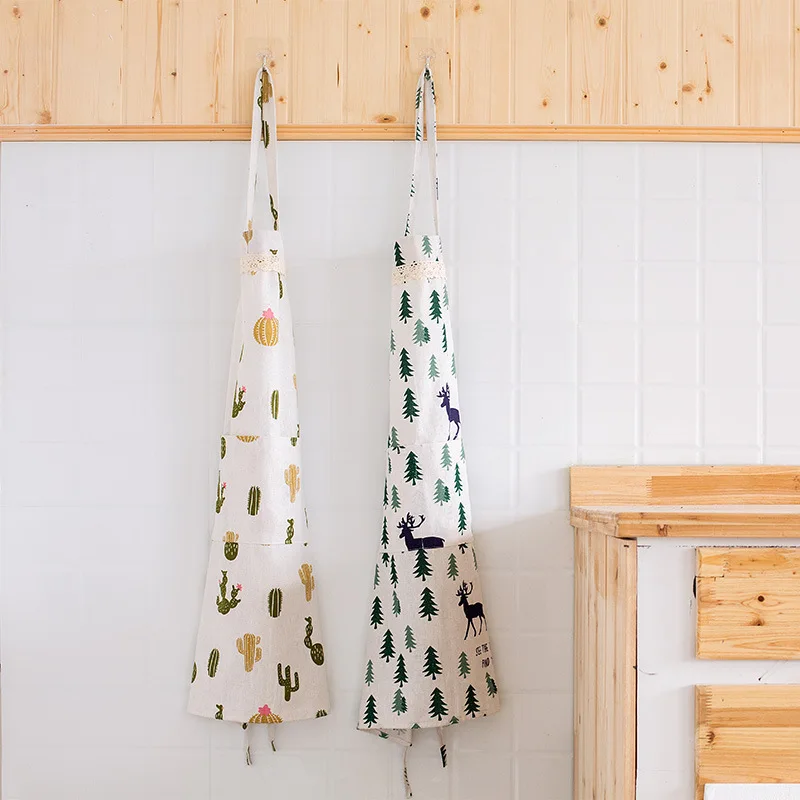 

Kitchen cotton and linen apron waterproof and oil-proof anti-fouling cooking and baking restaurant