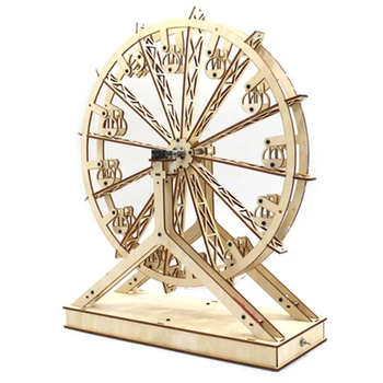 

DIY Wooden Assembly Model Kit Painting Rotating Handcraft Simulation Electric Ferris Wheel with Light