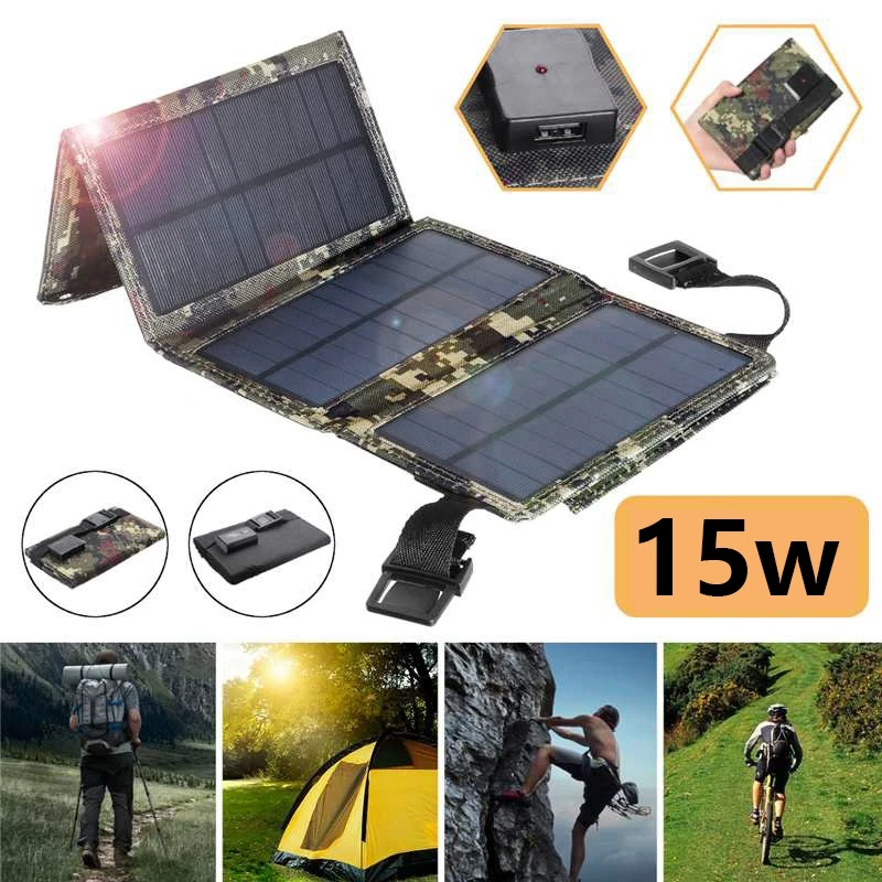 15W 5V 2A солнце Мощность Usb складной Панели солнечные кемпинг Пеший Туризм телефон Зарядное устройство