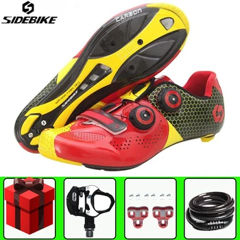 

Sidebike Road Cycling Shoes Sapatilha Ciclismo add pedal set Carbon fiber men sneakers Self-Locking Bicycle Bike Shoes Sneakers
