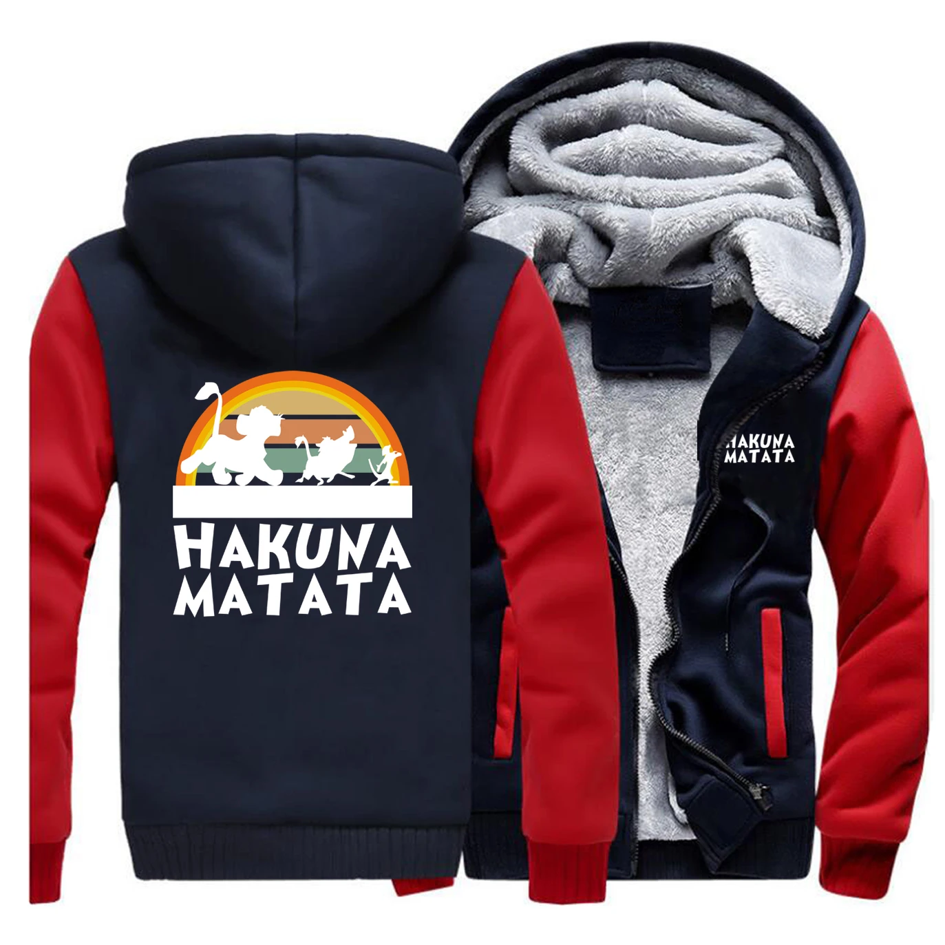 HAKUNA MATATA мультфильм зима новинка горячая Распродажа толстовки мужские реглан мода Король Лев пальто толстая забавная уличная одежда с мотивами из аниме