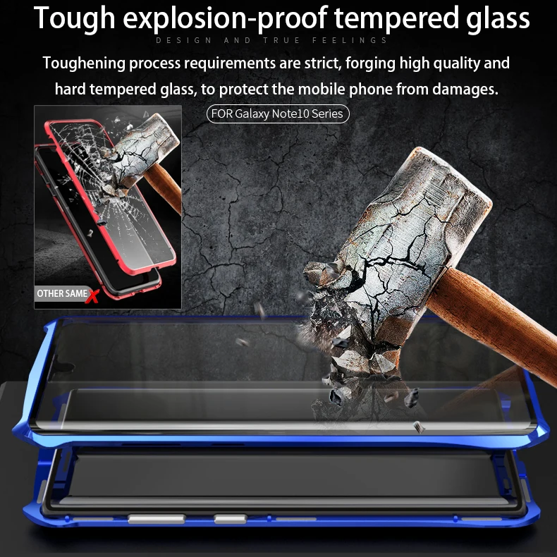 Для samsung Galaxy Note10 Plus Note 10 Pro передний и задний двухсторонний чехол из закаленного стекла с магнитной металлической рамкой