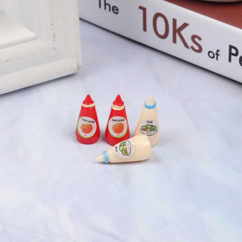 

New Arrival 4pcs/set 1:12 Dollhouse Miniature Food Mini Ketchup Salad Dressing Imitation Toy Doll House Acessories