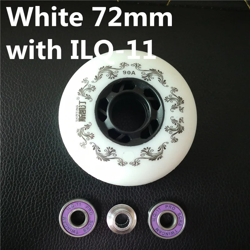 White 72mm ILQ11 90A роликовые коньки 3-го поколения роликовые коньки Patins Shoes PowerSlide SEBA IGOR KSJ HV ILQ-11 подшипник 8 шт - Цвет: White 72mm ILQ11