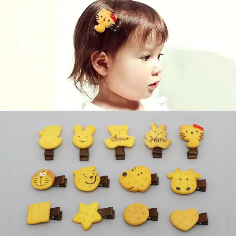 5 шт./лот, корейская мода, милые заколки для волос с печеньем из мультфильма для девочек, заколка для волос принцессы, Детские аксессуары для