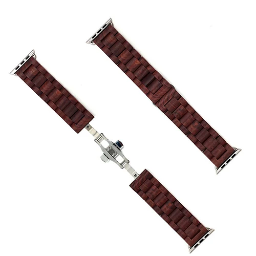 Деревянный браслет для apple watch5 4 band 44 мм 40 мм Высокое качество цельная древесина часы ремень для iwatch 3 2 1 38 мм 42 мм петли аксессуары - Цвет ремешка: red