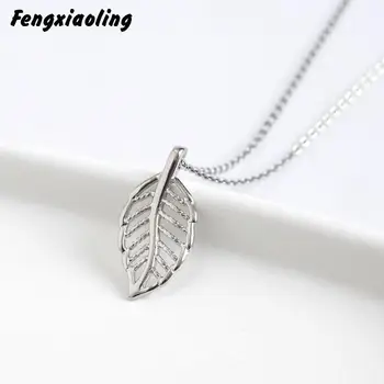 

Fengxiaoling 2020 New Arrivals Minimalism Leaves Silver Necklace Real 925 Sterling Silver Hollow Tree Leaves Pendant Necklaces