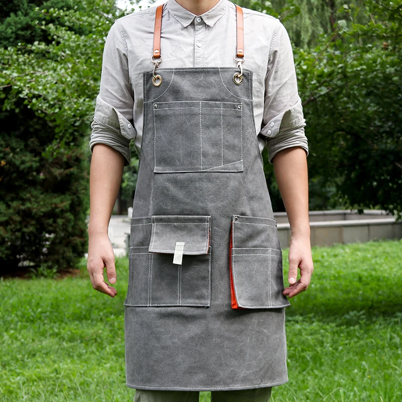 

Milk Tea Shop Haircut Nail Art Studio Apron Custom LOGO Printing Flower Shop Canvas Pinafore Waiter Overalls Delantal
