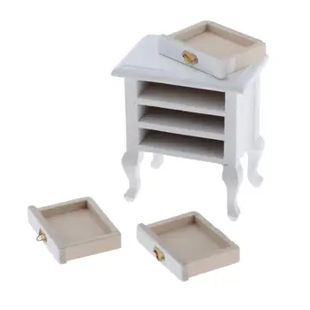 

Retro US Style 1:12 White Dollhouse Mini Bedside Table Decor Model Accessory