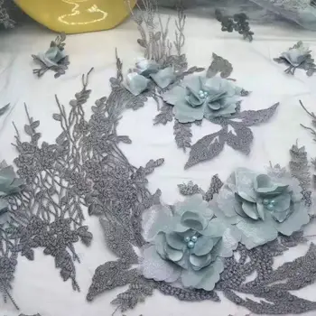 

Exquisite flat embroidered three-dimensional appliqué African lace fabric French mesh Nigerian lace for wedding dress dress fabr