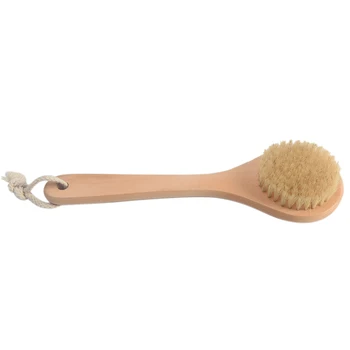 

Artificial Bristle Natural Wood Bath Brush Shower Soft Round Shape Head Long Handle Brush Body Skin Cleaning Massage Tool