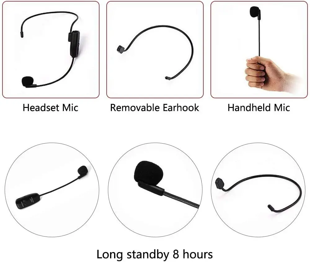 Fone de Ouvido sem Fio Fone de Ouvido Recarregável para Amplificador de Voz Uhf com Microfone 2 em 1 Alcance de 50m Wireless Xiaokoa - Image 6