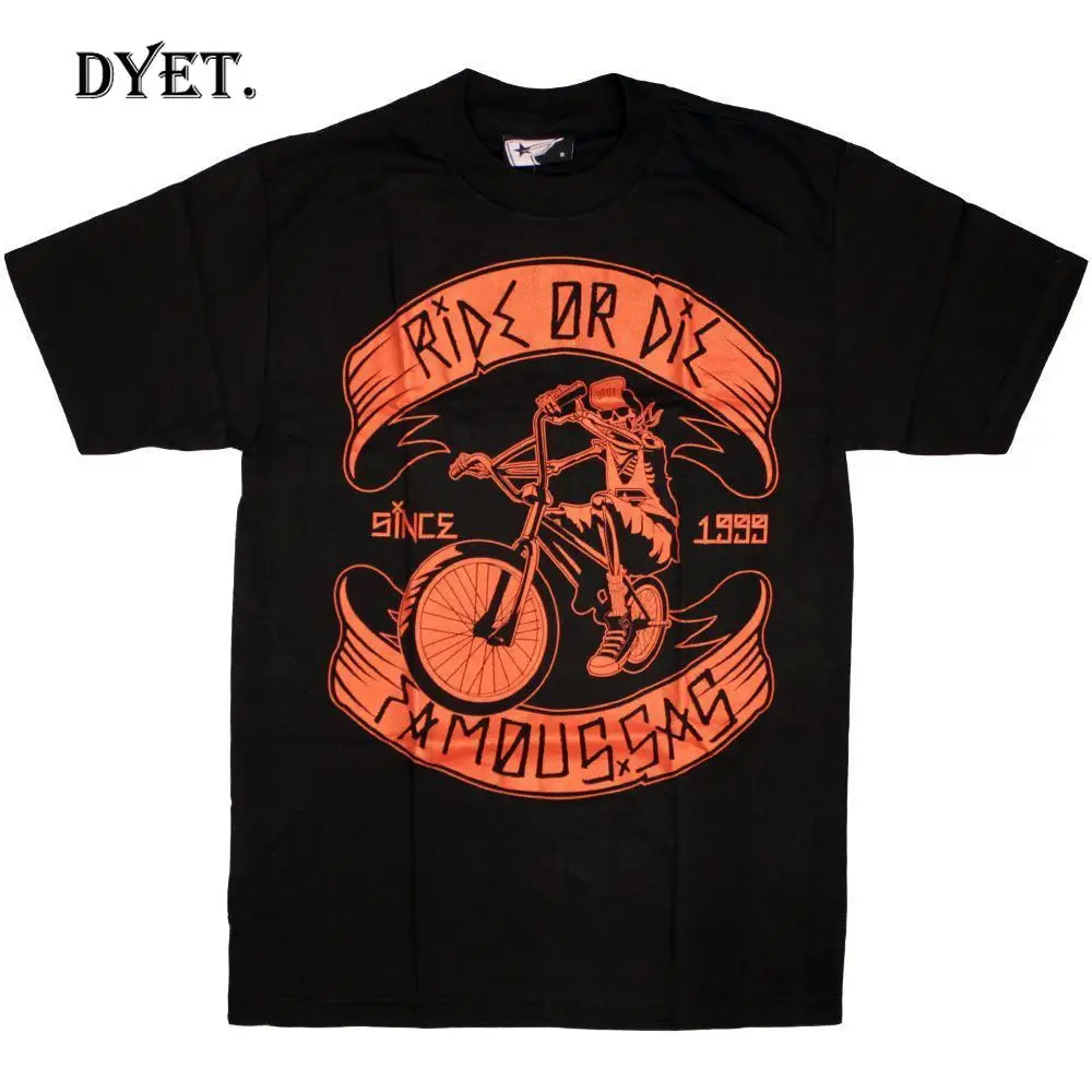 Famous Stars and Straps Ride or Die T-Shirt Black Red Hip Hop Novelty T Shirts Men'S Brand Clothing Top Tee T Shirt Plus Size