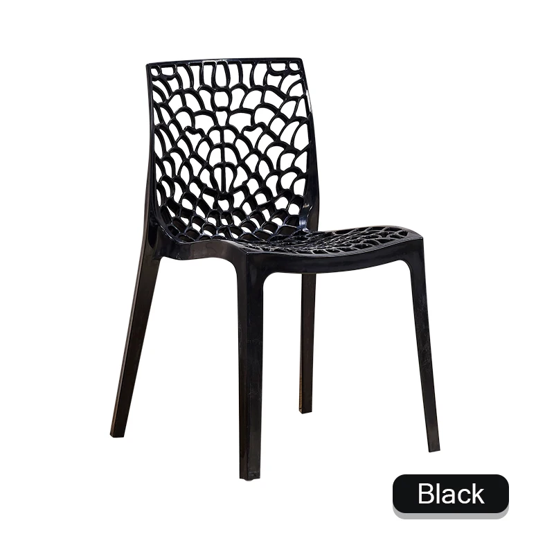 Скандинавские INS пластиковый ресторанный стул, ресторанное офисное собрание, пластиковый стул для дома, спальни, обучающий полый пластиковый стул - Цвет: Черный