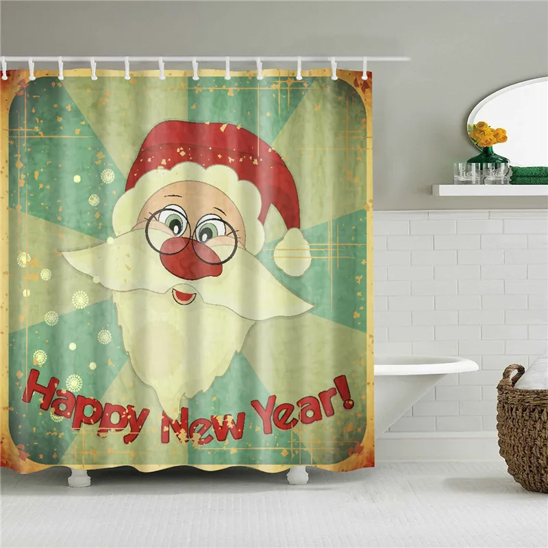Рождественская печатная занавеска для ванной, занавеска для ванной, водонепроницаемая полиэфирная ткань, занавески для ванной, украшение для дома - Цвет: B1030