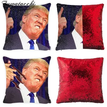 

Fuwatacchi Magical Nicolas Pillow Case Shining Trump Reversible Color Changing Cushion Cover With Sequins Pillow Cover 40x40cm