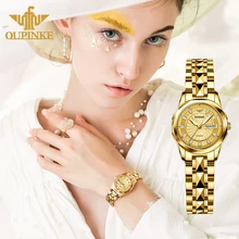 Oupinke topo de luxo da marca feminina relógio mecânico automático alvenaria grau à prova dwaterproof água aço inoxidável relógio de pulso