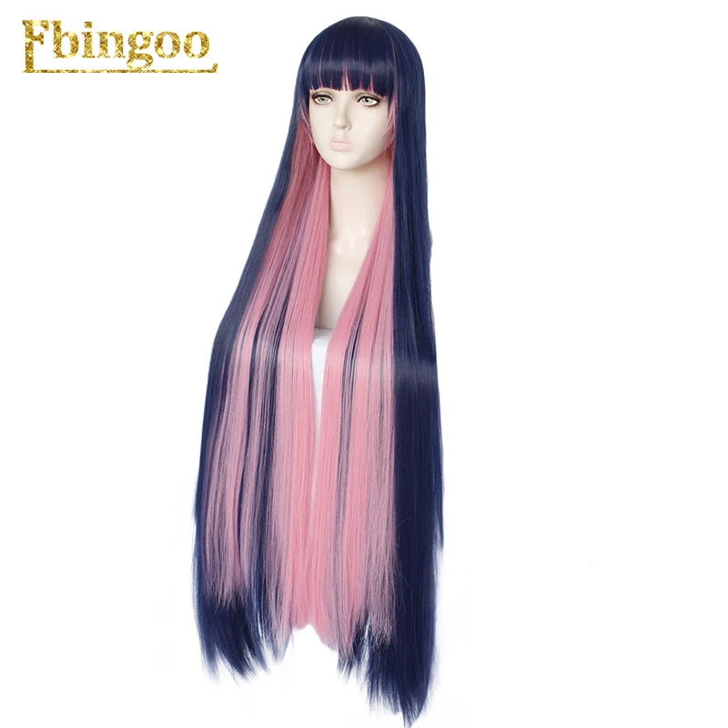 Ebingoo Anime Panty & Stocking with Garterbelt Cosplay Wig Anarchy Long Straight Blue Pink Costume Party Cartoon Synthetic Wigs