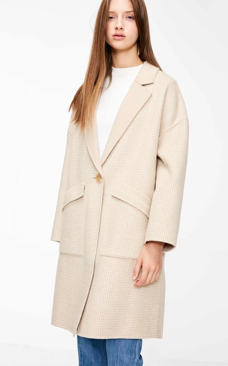 Vero Moda женское осеннее новое длинное шерстяное пальто в ломаную клетку | 318327543
