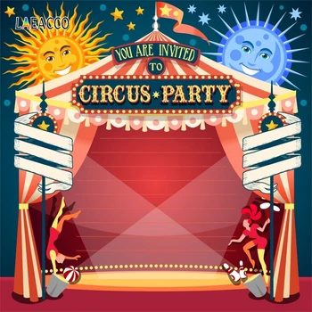 

Laeacco Circus Party Sun Photographic Backdrops Personalized Baby Shower Vinly Photography Backgrounds For Photo Studio Vedio