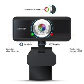 

720P Web Cam HD Computer Webcam 360 Degree Rotating PC Camera Video Call Recording with Noise Reduction Microphone for PC